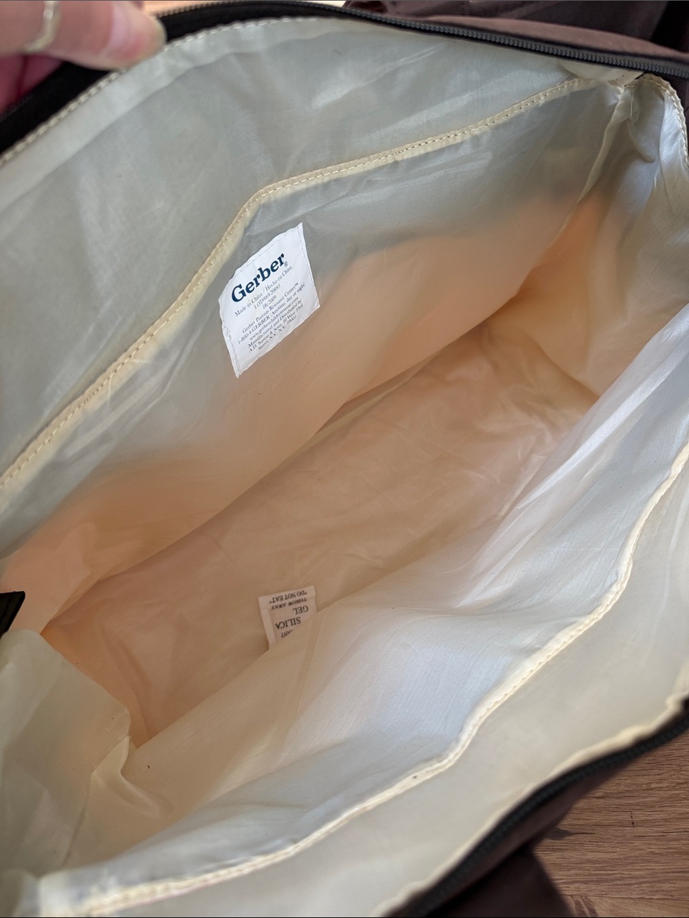 Gerber Pink, Brown and Green Striped Diaper Tote, EUC - Picture 4 of 5